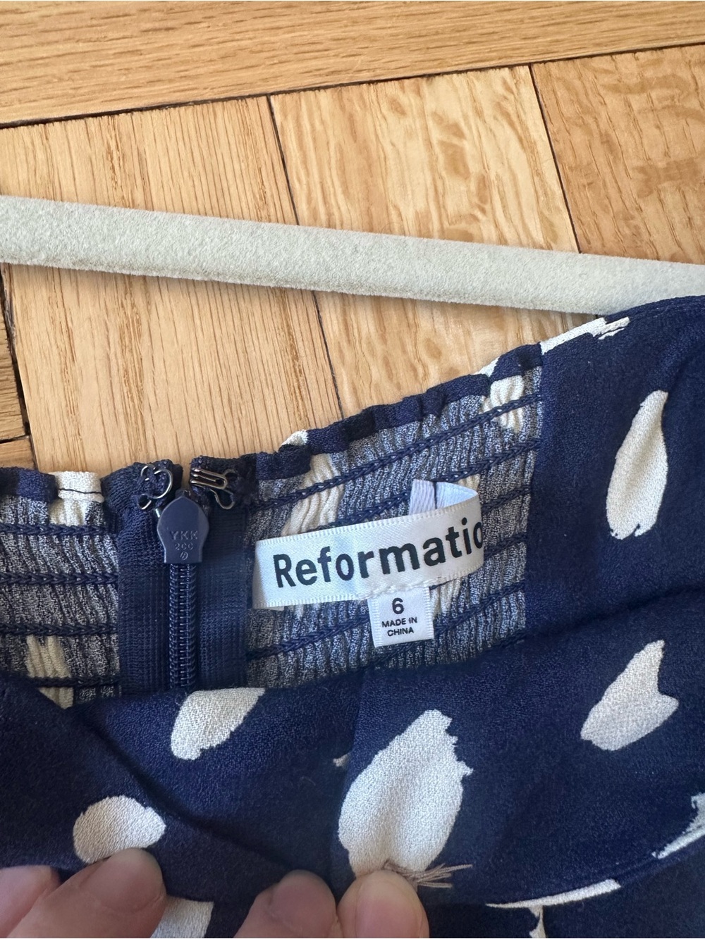 Reformation Sigmund Navy and White Square-Neck Long-Sleeve Midi Dress - Picture 4 of 6